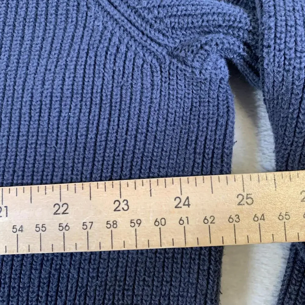 Tommy Hilfiger Sweater Mens XL Navy Blue 1/4 Zip‎ Pullover 100% Cotton Rib Knit